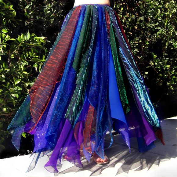 belly dance Dresses & Skirts - Sparkly Multicolor Petal Skirt. Ameynra dancewear